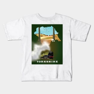 Yorkshire map travel poster Kids T-Shirt